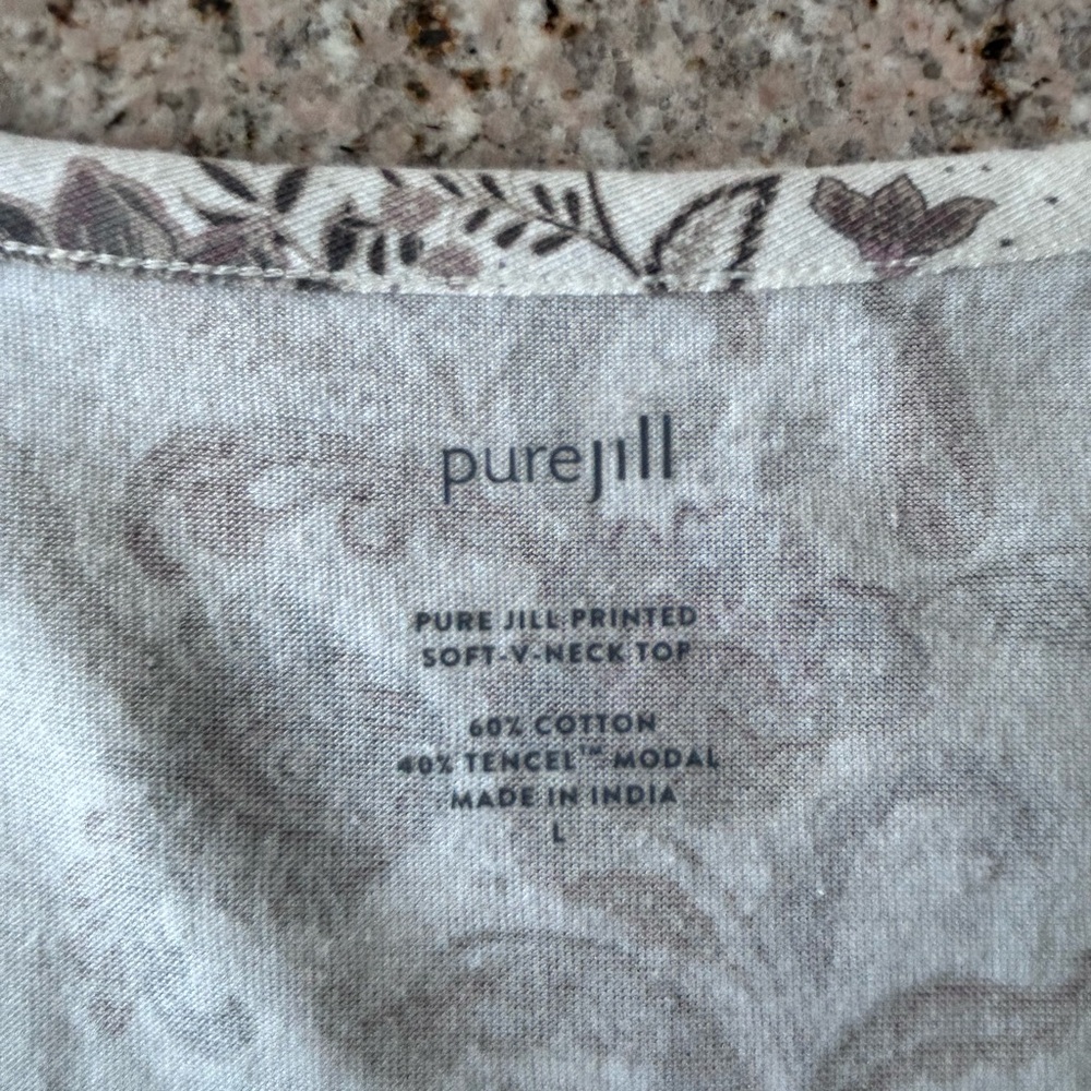 JJill Pure Jill cream&brown colors. Size L - Picture 2 of 3